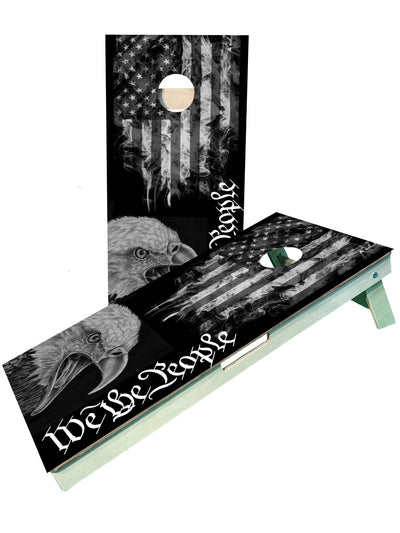 Premium Black & White Eagle Cornhole Game Set - Korvel