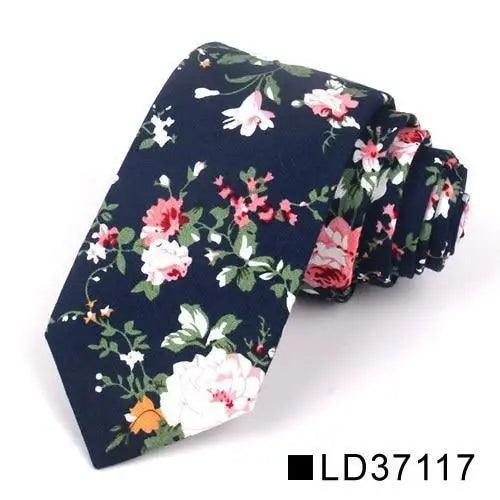 Corbata Delgada Floral Elegante para Hombres - Diseño de Algodón Premium