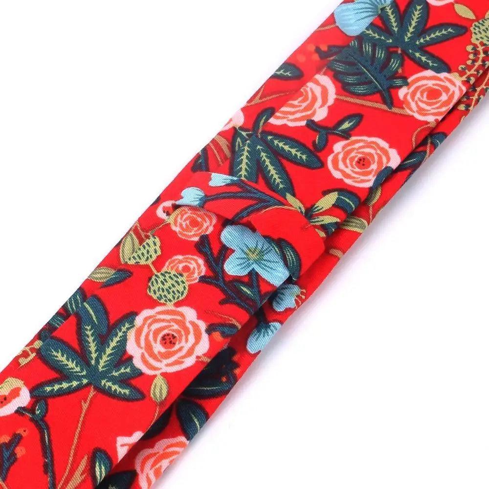 Corbata Delgada Floral Elegante para Hombres - Diseño de Algodón Premium