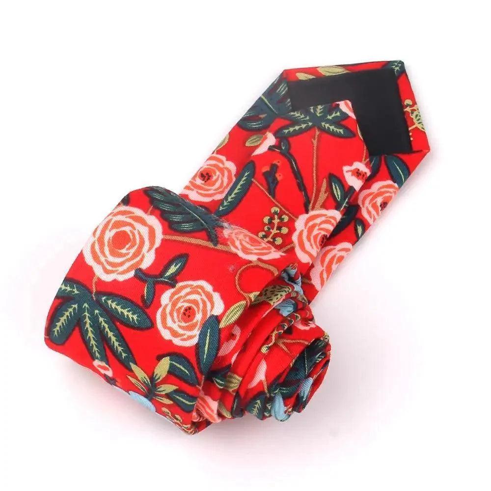 Corbata Delgada Floral Elegante para Hombres - Diseño de Algodón Premium