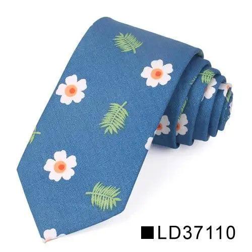 Corbata Delgada Floral Elegante para Hombres - Diseño de Algodón Premium