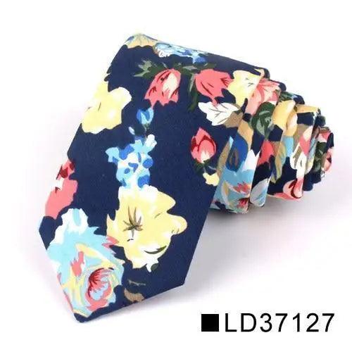 Corbata Delgada Floral Elegante para Hombres - Diseño de Algodón Premium