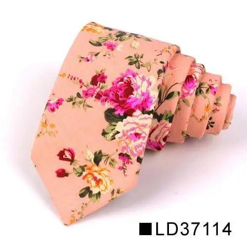 Corbata Delgada Floral Elegante para Hombres - Diseño de Algodón Premium