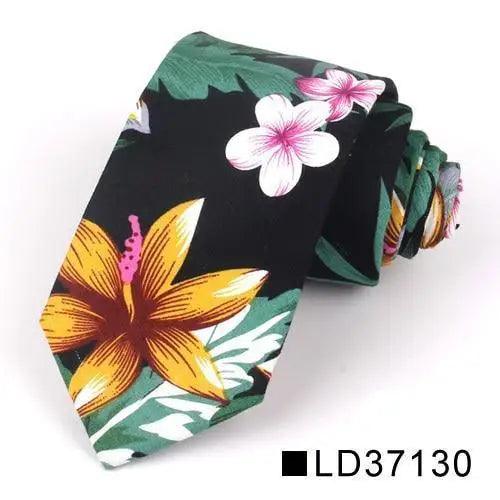 Corbata Delgada Floral Elegante para Hombres - Diseño de Algodón Premium