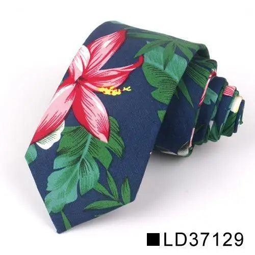 Corbata Delgada Floral Elegante para Hombres - Diseño de Algodón Premium