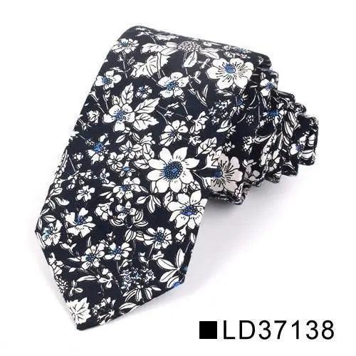 Corbata Delgada Floral Elegante para Hombres - Diseño de Algodón Premium