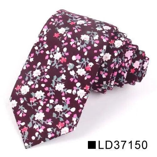 Corbata Delgada Floral Elegante para Hombres - Diseño de Algodón Premium