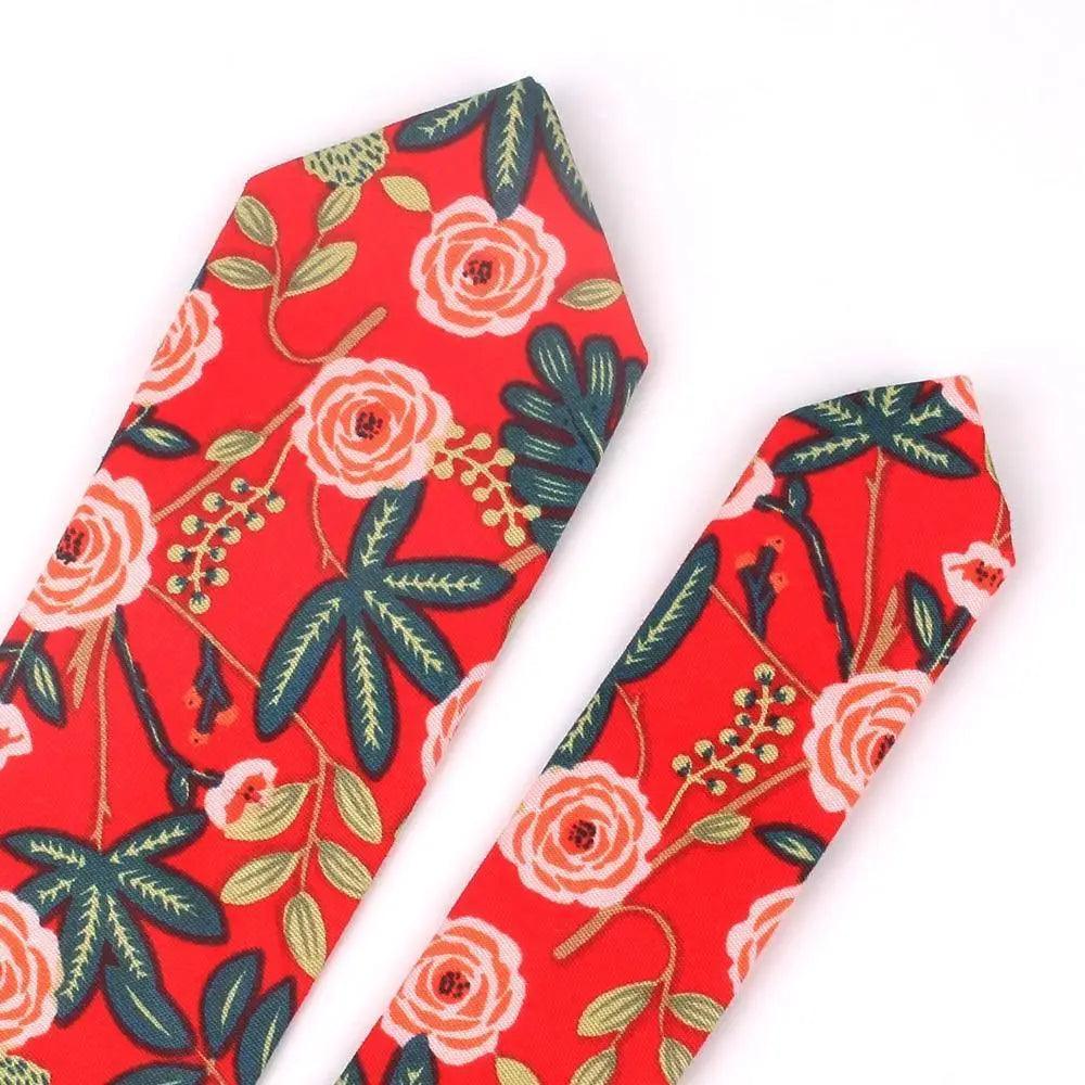 Corbata Delgada Floral Elegante para Hombres - Diseño de Algodón Premium