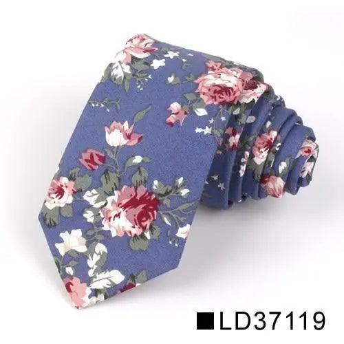 Corbata Delgada Floral Elegante para Hombres - Diseño de Algodón Premium