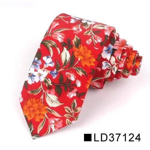 Corbata Delgada Floral Elegante para Hombres - Diseño de Algodón Premium