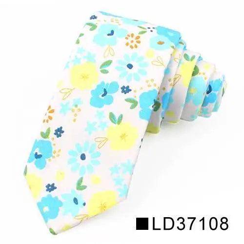 Corbata Delgada Floral Elegante para Hombres - Diseño de Algodón Premium