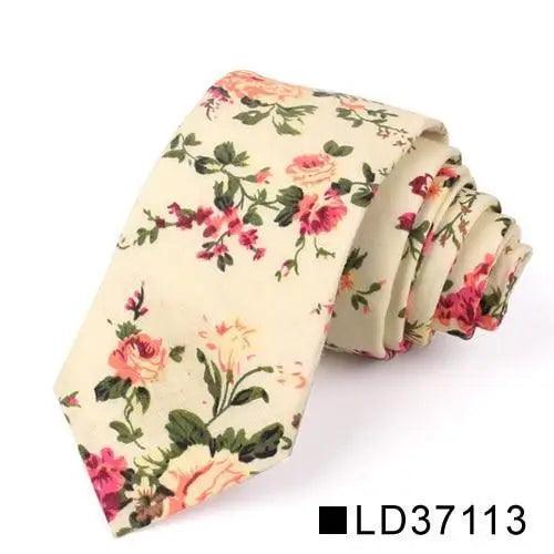 Corbata Delgada Floral Elegante para Hombres - Diseño de Algodón Premium