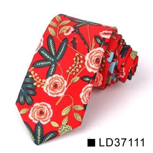 Corbata Delgada Floral Elegante para Hombres - Diseño de Algodón Premium