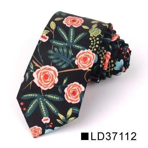 Corbata Delgada Floral Elegante para Hombres - Diseño de Algodón Premium