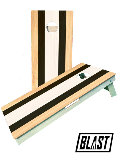 Premium Black & White Striped Cornhole Boards for Ultimate Fun - Korvel