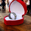 Artisan Crafted Damascus Steel Engagement Ring with Brass Inlay - Korvel
