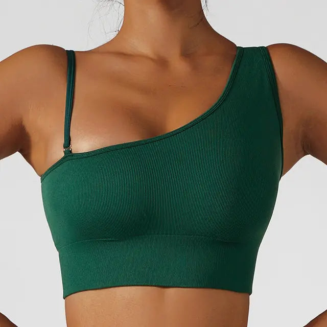 Crop Top Actif à Épaule Oblique