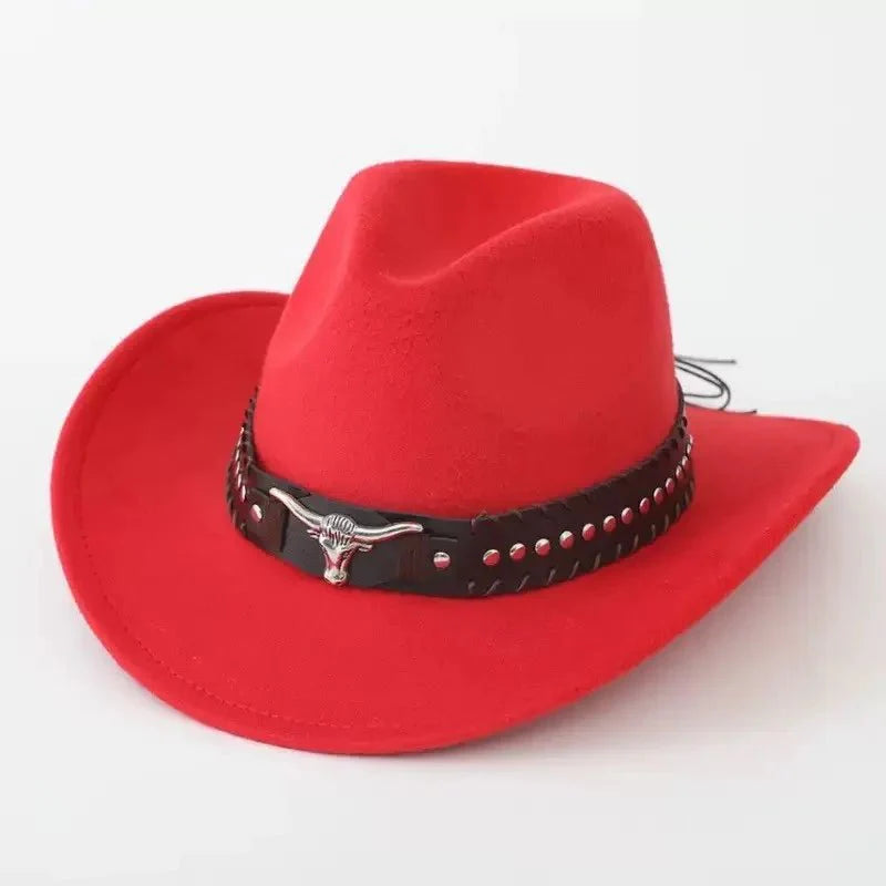 Chapeau de cowboy western premium avec rivets en forme de tête de taureau