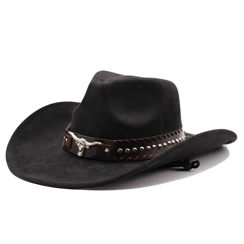 Chapeau de cowboy western premium avec rivets en forme de tête de taureau