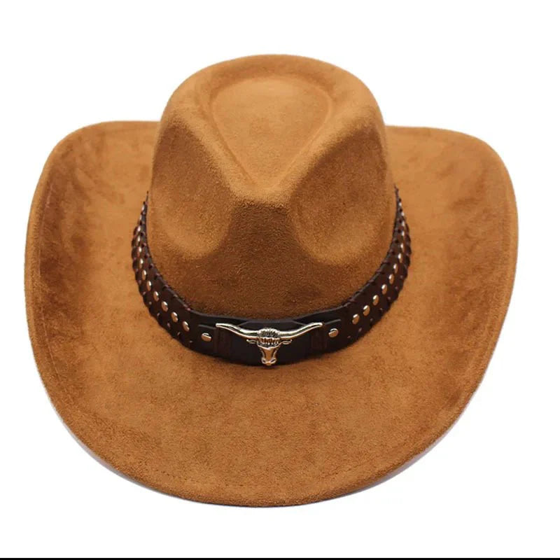 Chapeau de cowboy western premium avec rivets en forme de tête de taureau