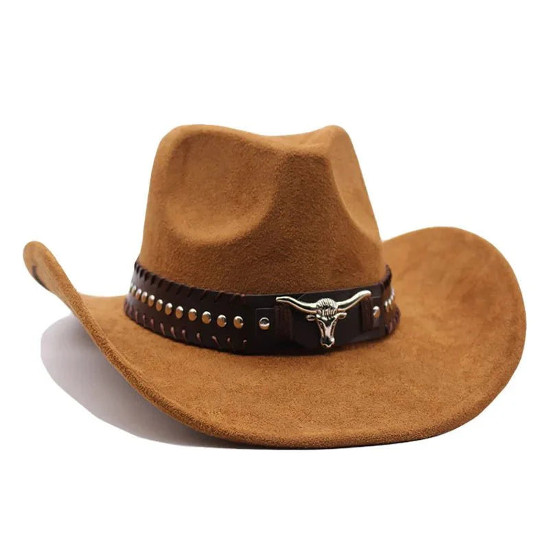 Chapeau de cowboy western premium avec rivets en forme de tête de taureau