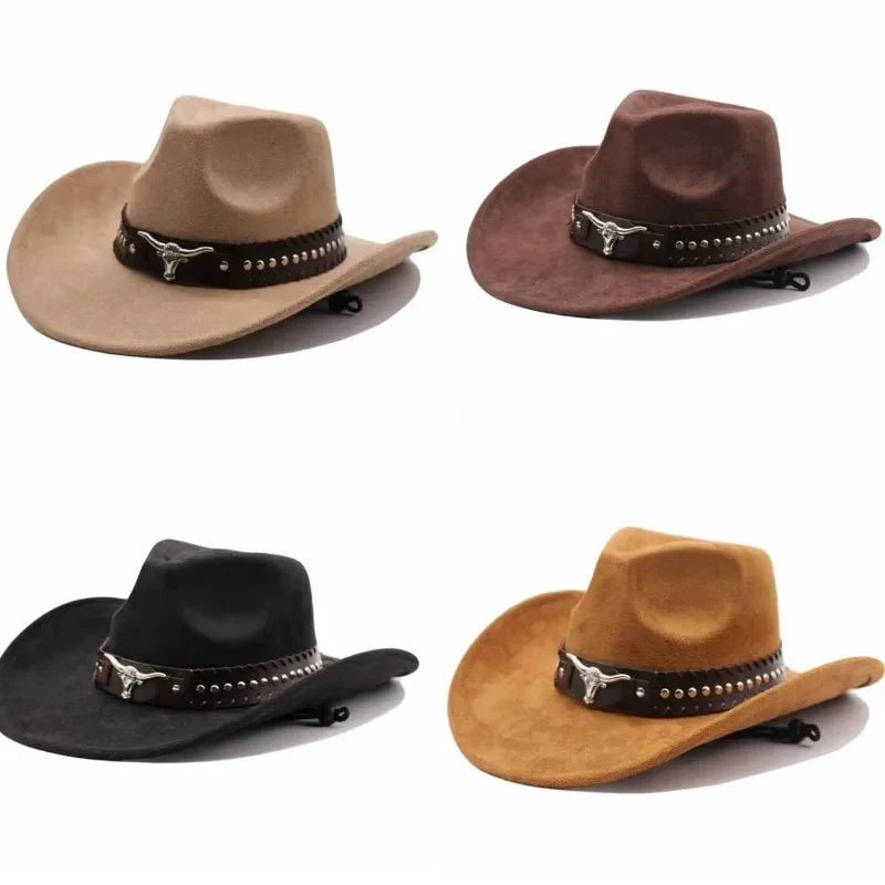 Chapeau de cowboy western premium avec rivets en forme de tête de taureau