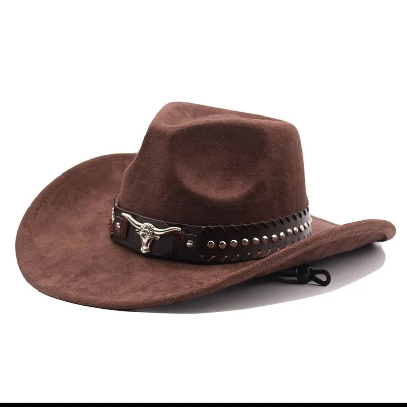 Chapeau de cowboy western premium avec rivets en forme de tête de taureau
