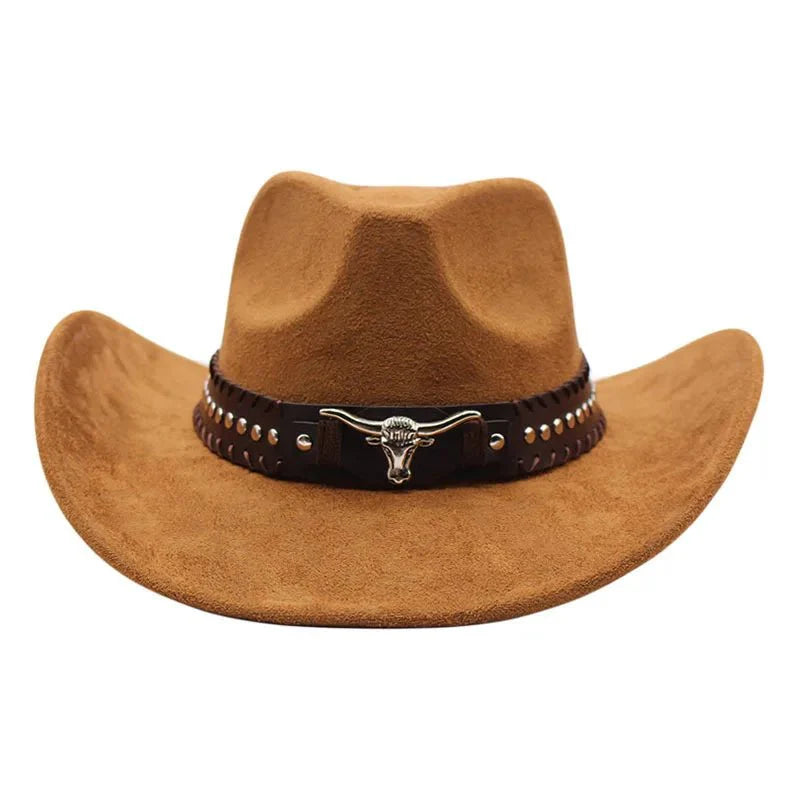 Chapeau de cowboy western premium avec rivets en forme de tête de taureau