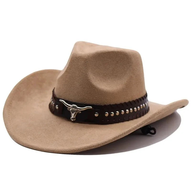 Chapeau de cowboy western premium avec rivets en forme de tête de taureau