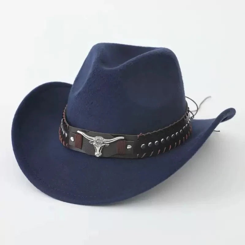Chapeau de cowboy western premium avec rivets en forme de tête de taureau