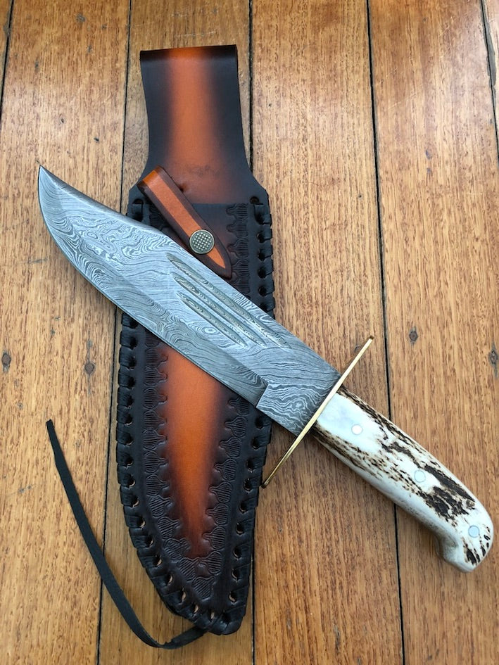 Custom Handmade Western Bowie Knife – 15-Inch Damascus Steel Masterpiece - Korvel