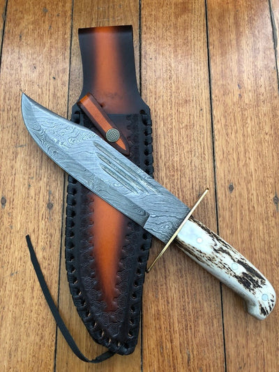 Custom Handmade Western Bowie Knife – 15-Inch Damascus Steel Masterpiece - Korvel
