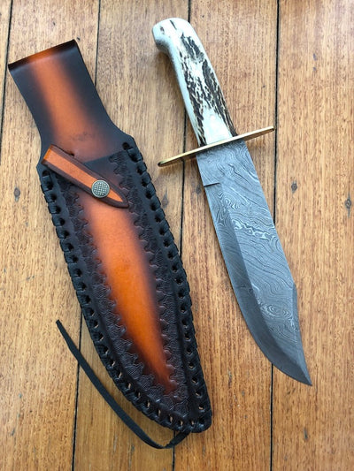 Custom Handmade Western Bowie Knife – 15-Inch Damascus Steel Masterpiece - Korvel