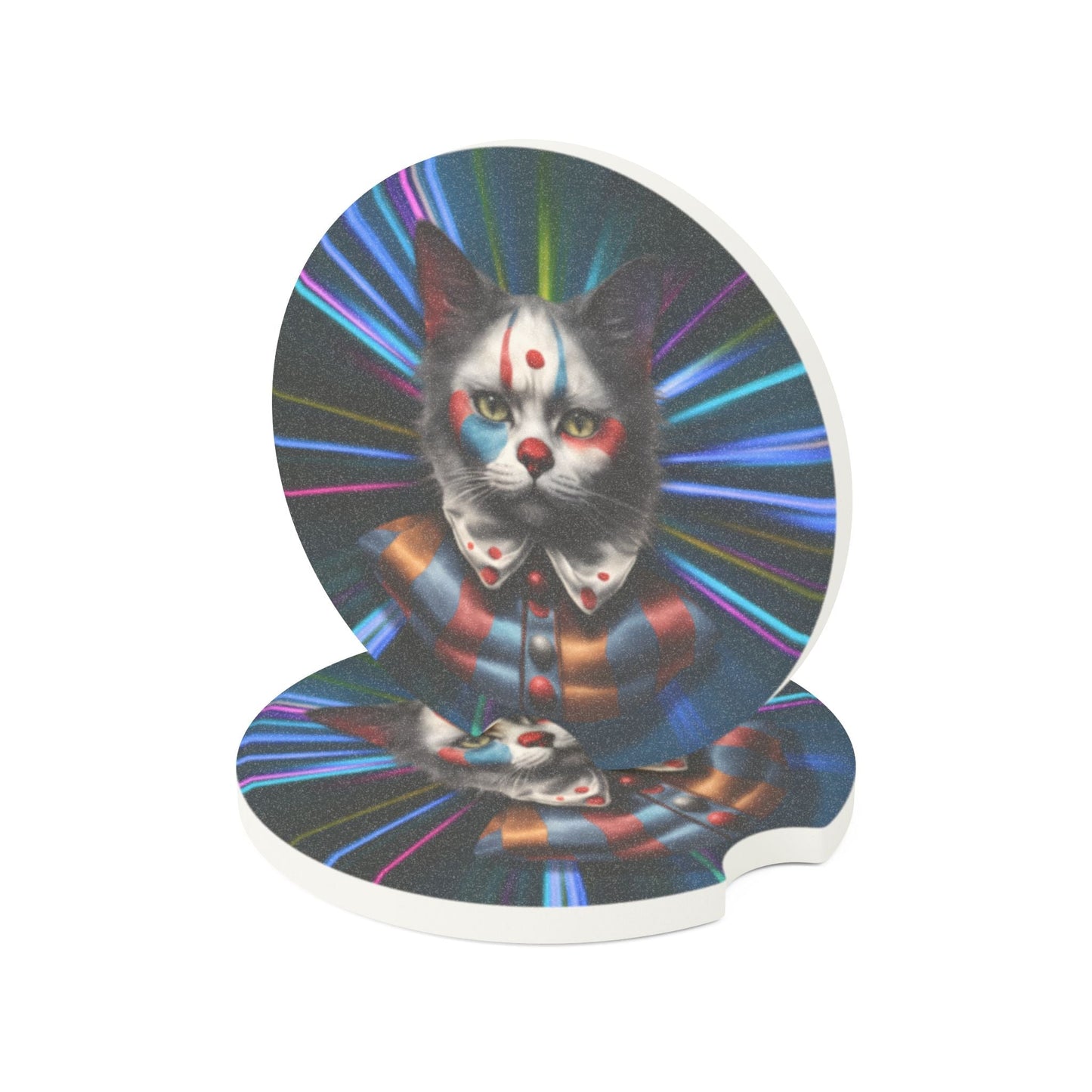 Ensemble de sous-verres en pierre à savon de clown félin fantaisiste