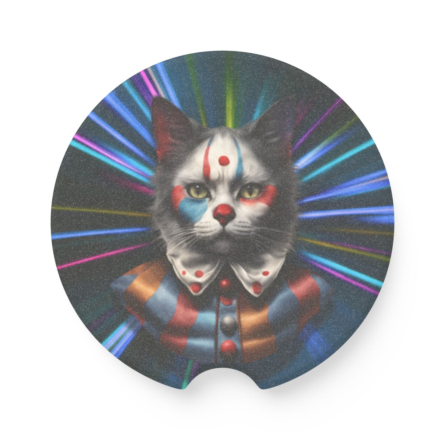 Ensemble de sous-verres en pierre à savon de clown félin fantaisiste