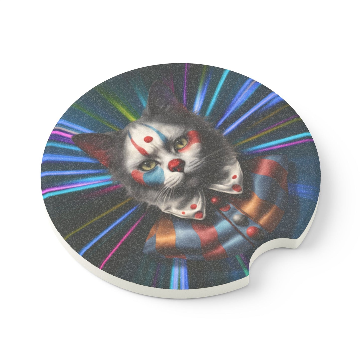Ensemble de sous-verres en pierre à savon de clown félin fantaisiste