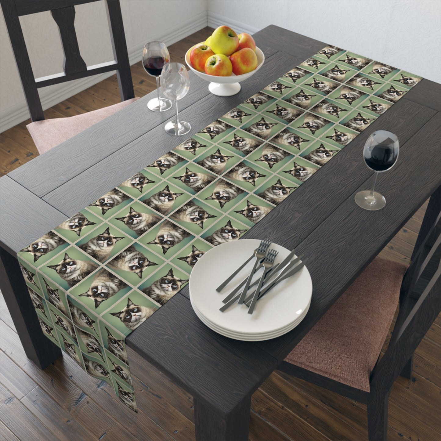 Whimsical Cat Print Table Runner for Home Decor