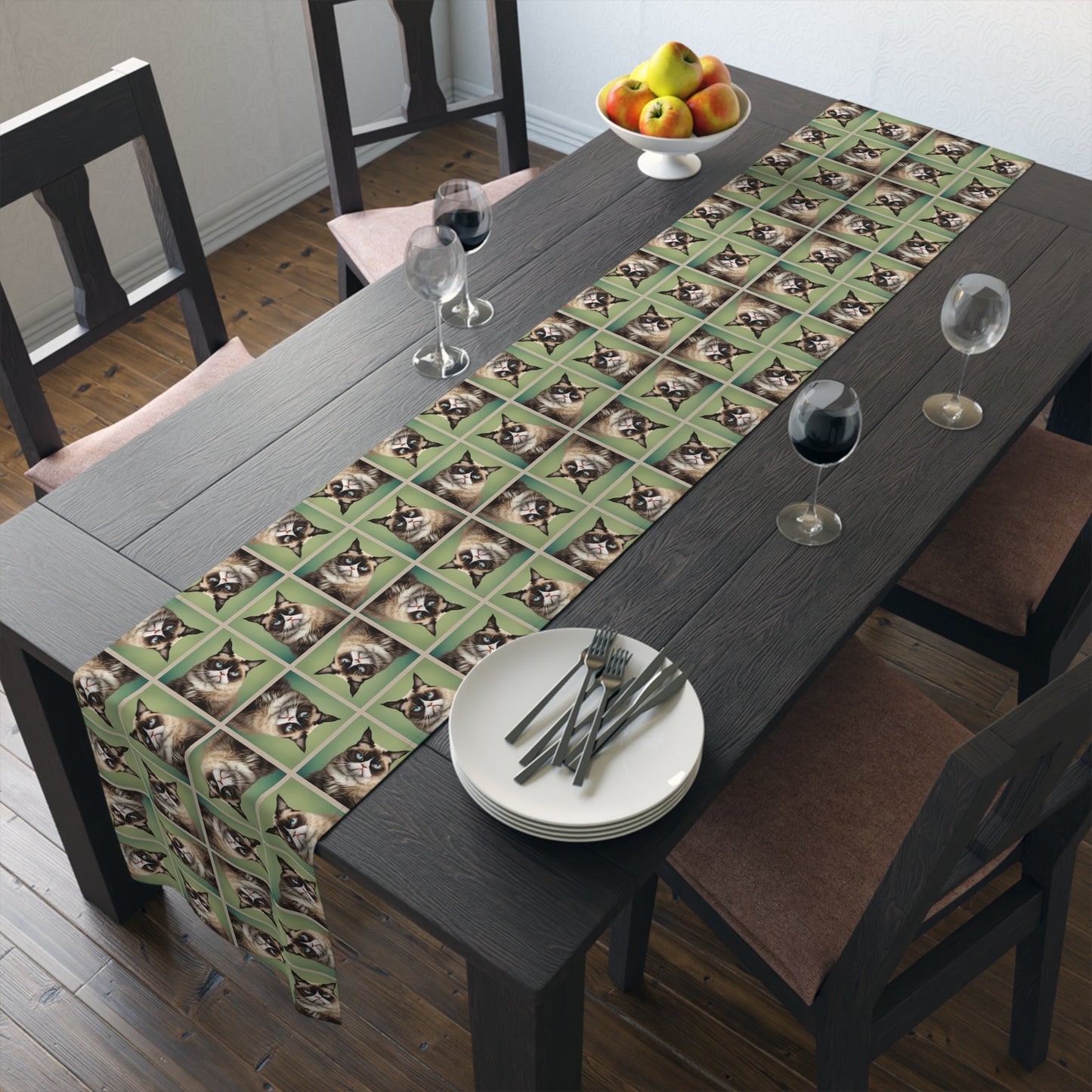 Whimsical Cat Print Table Runner for Home Decor