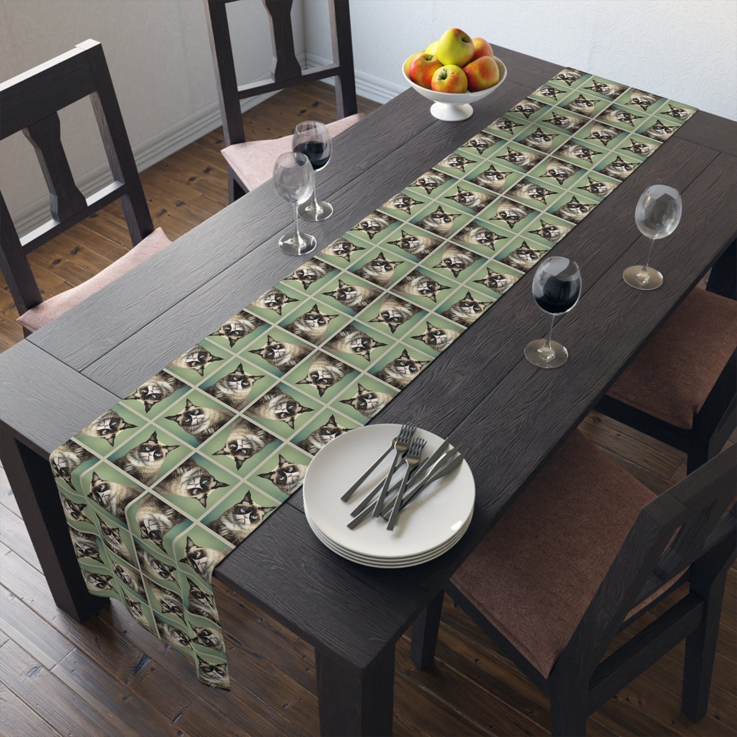 Whimsical Cat Print Table Runner for Home Decor