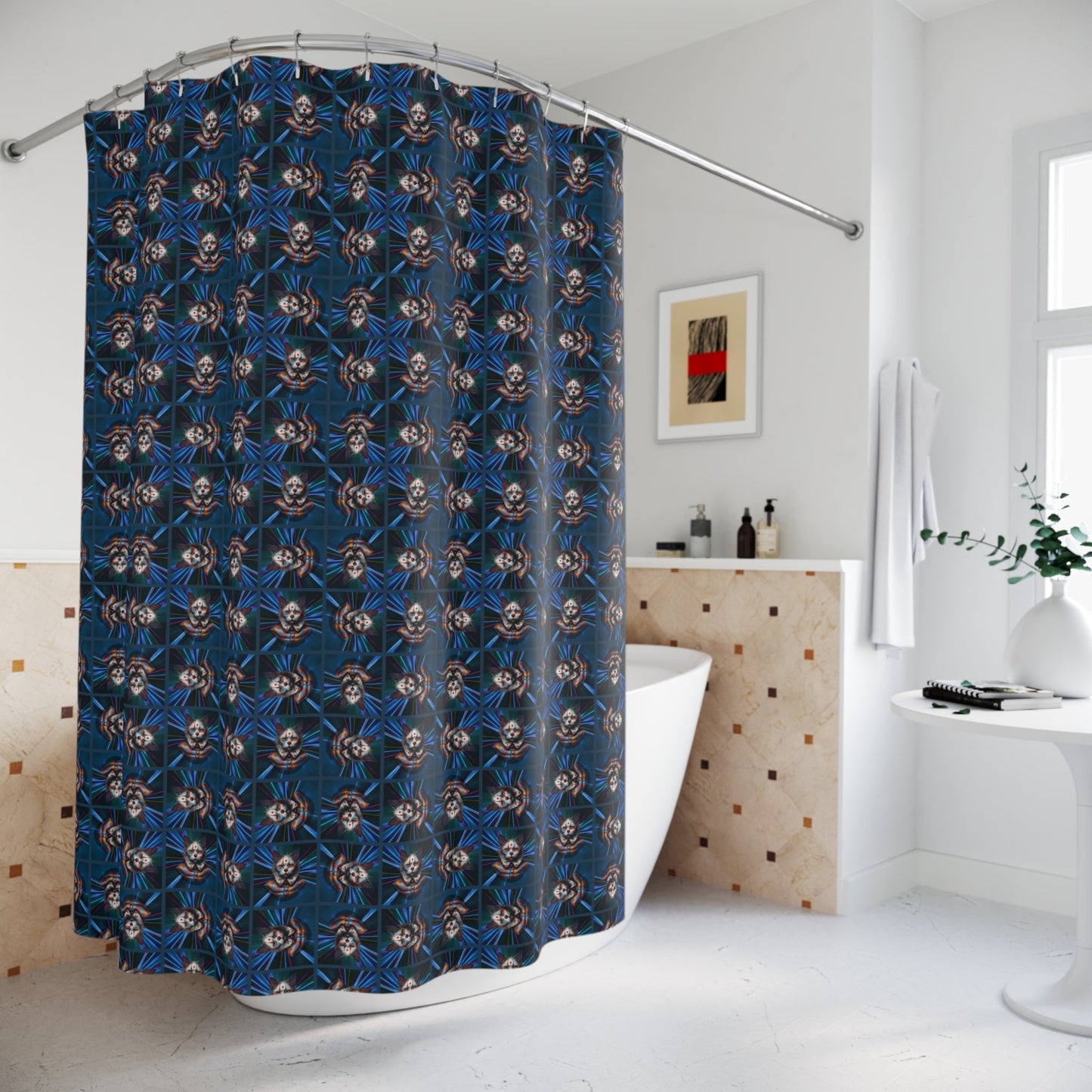 Rideau de douche chat clown fantaisiste