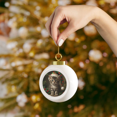 Ornement de Noël en Boule avec Chat Elfe Fantaisiste