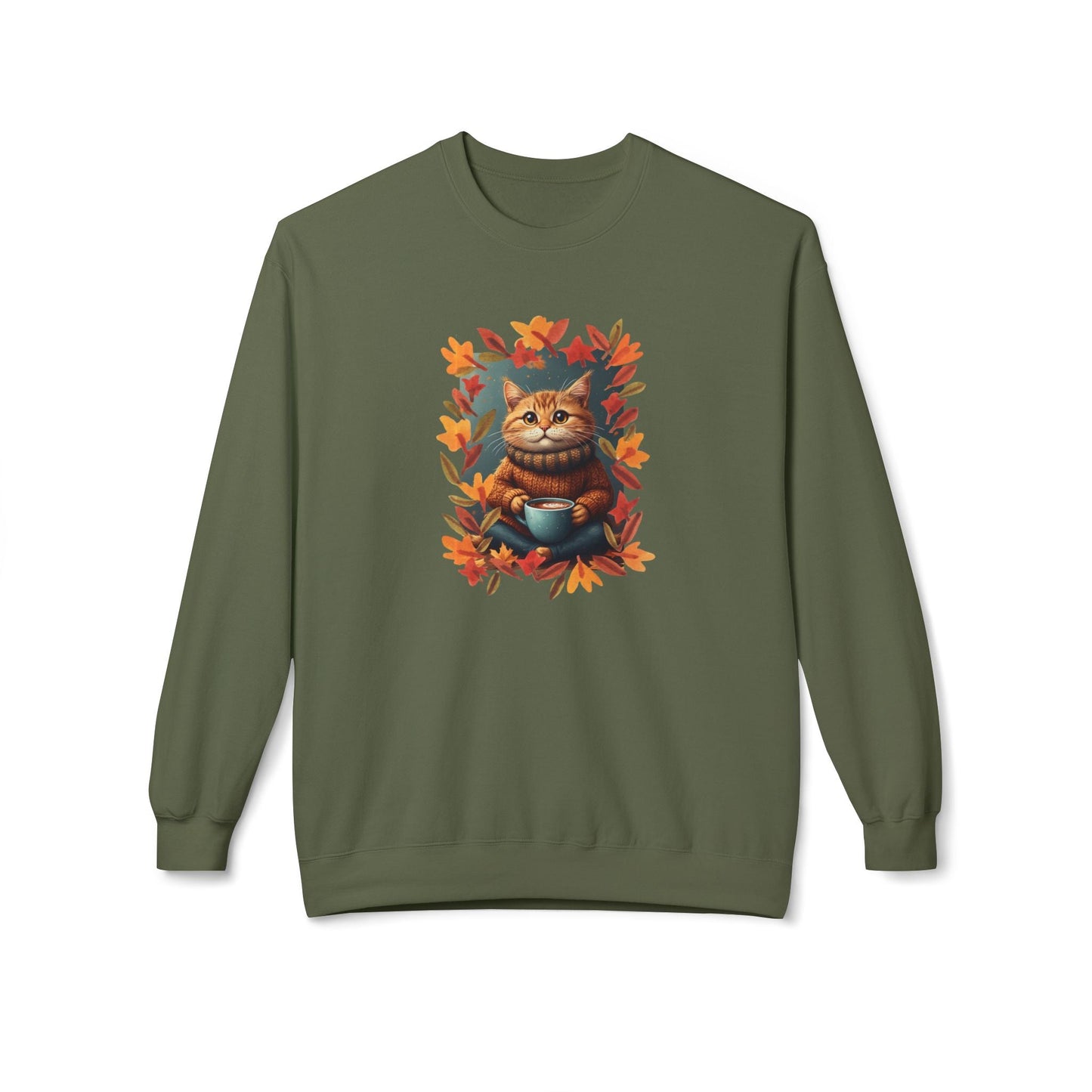 Sweatshirt en polaire avec un chat fantaisiste pour l'automne