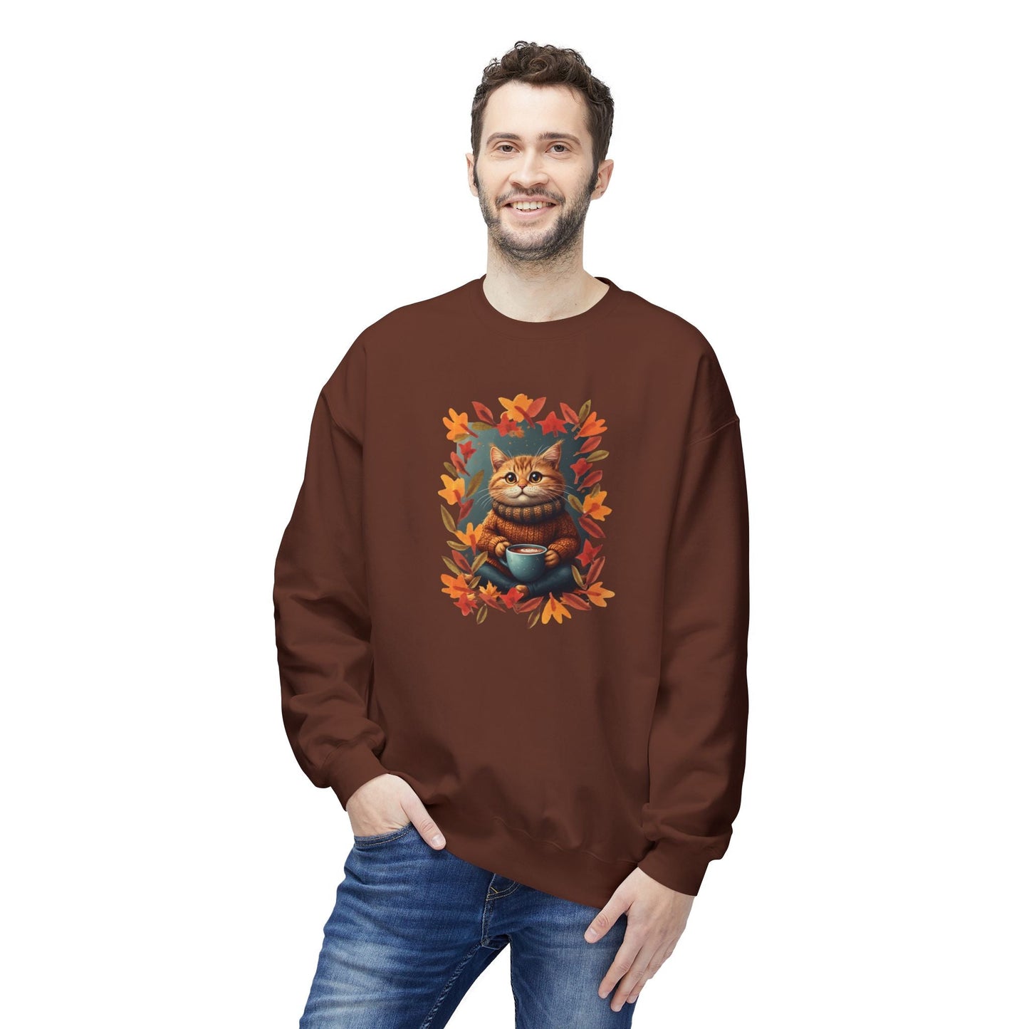 Sweatshirt en polaire avec un chat fantaisiste pour l'automne
