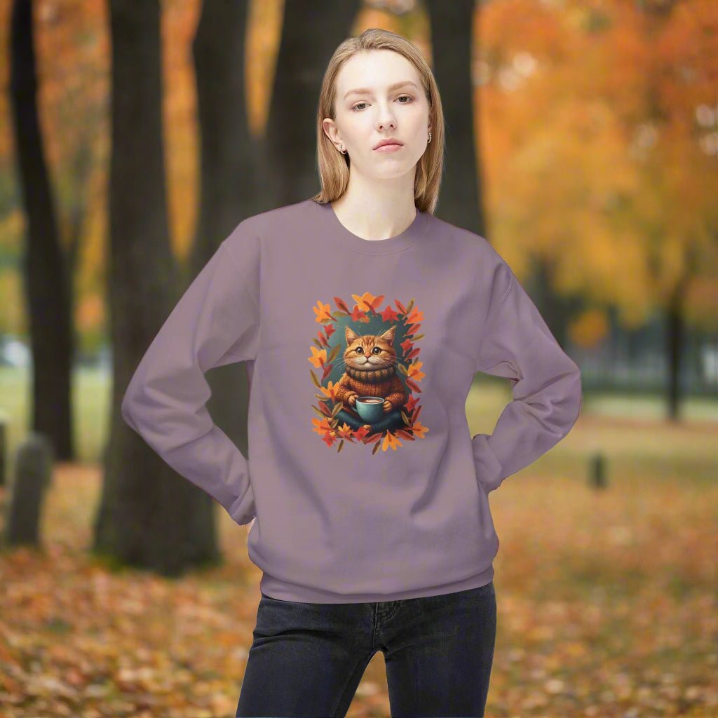 Sweatshirt en polaire avec un chat fantaisiste pour l'automne