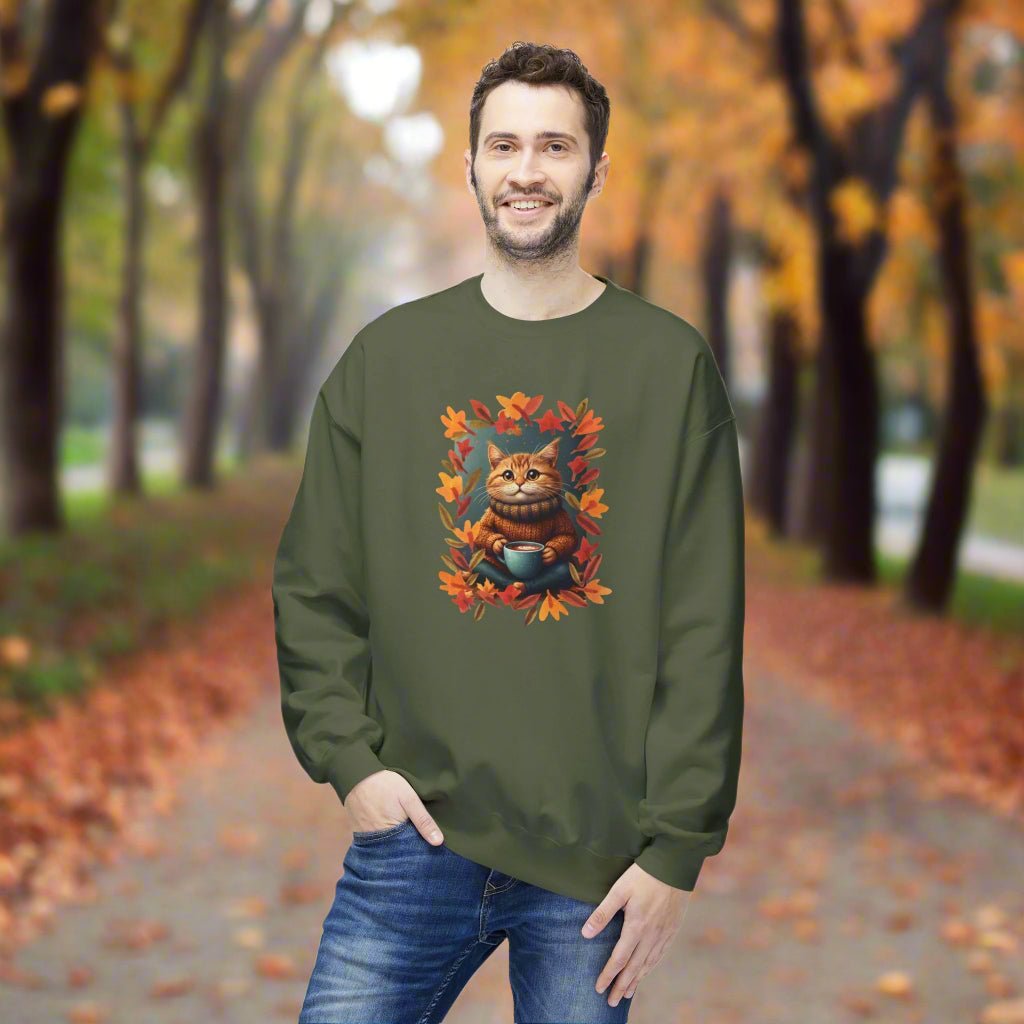 Sweatshirt en polaire avec un chat fantaisiste pour l'automne