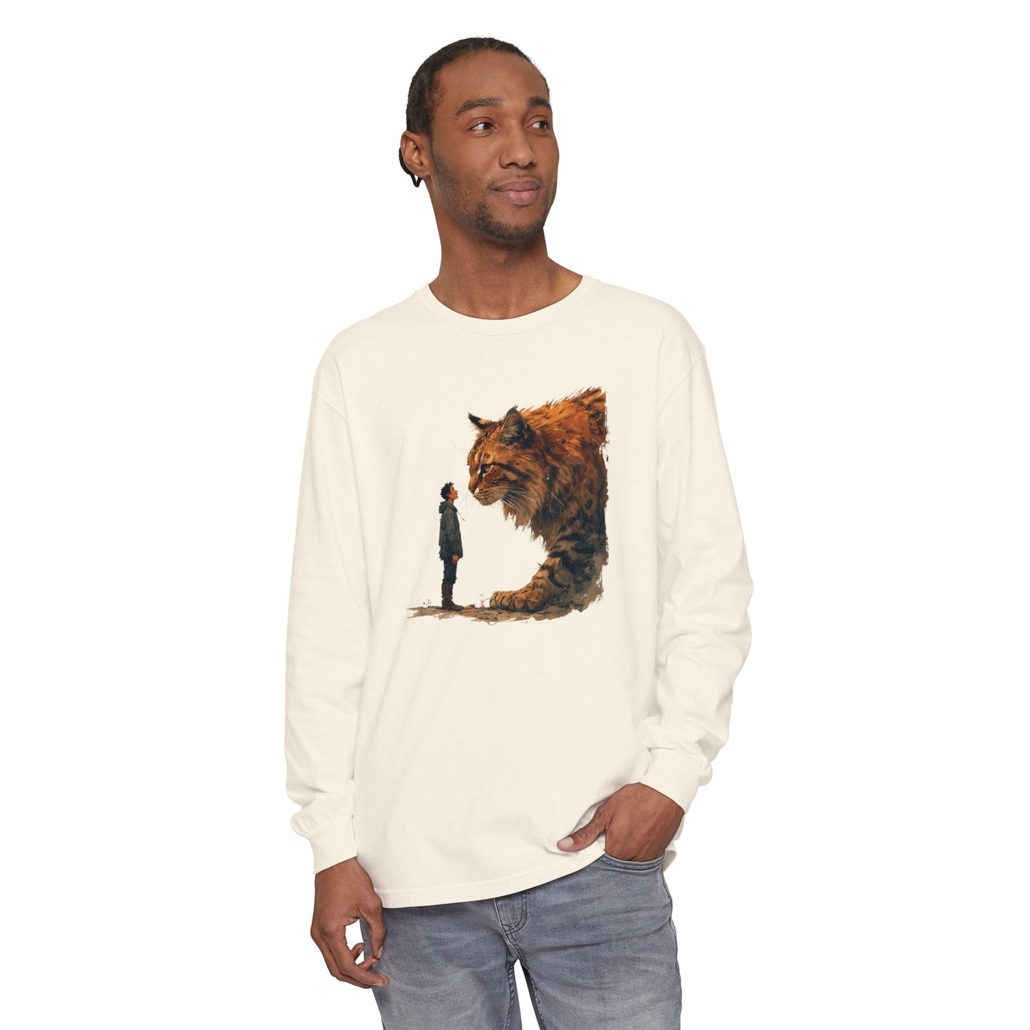 T-shirt à manches longues avec un chat géant fantaisiste