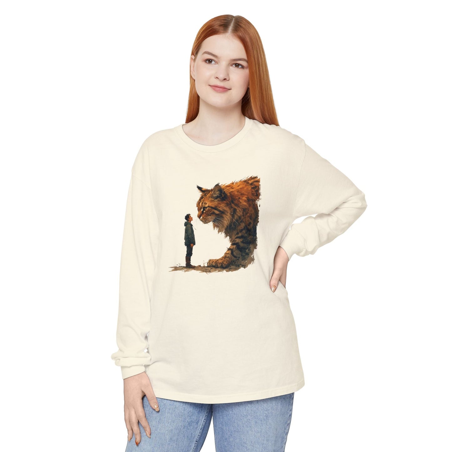 T-shirt à manches longues avec un chat géant fantaisiste