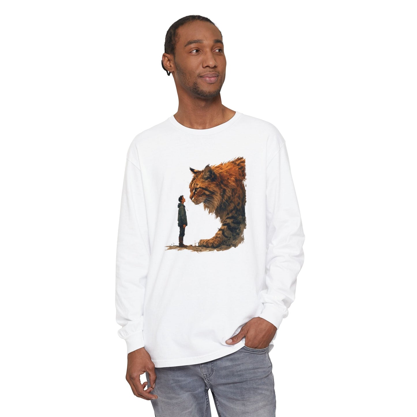 T-shirt à manches longues avec un chat géant fantaisiste