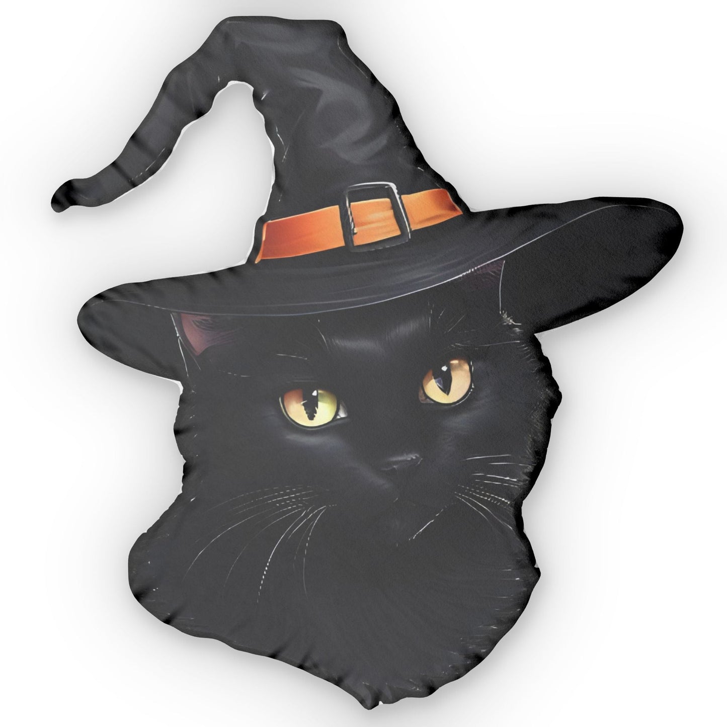 Whimsical Halloween Witch Cat Pillow