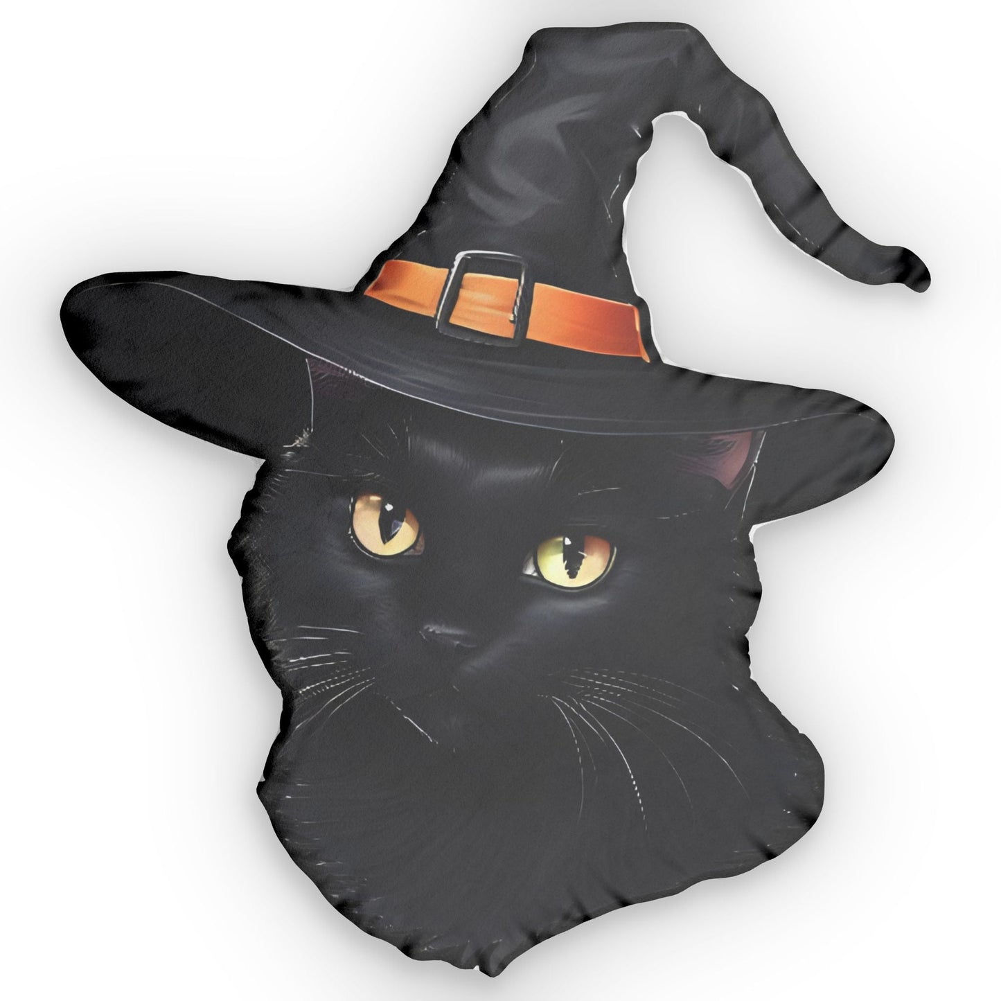 Whimsical Halloween Witch Cat Pillow